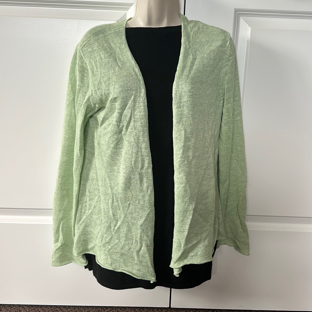 Eileen Fisher's beautiful green linen cardigan